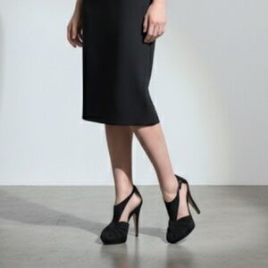 Vintage Roberto Cavalli black leather suede t-strap platform heels - 39 (US 9)